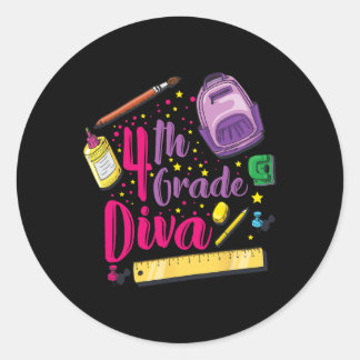4th Grade Diva First Day Of School Girl Clothes Gi Classic Round Sticker