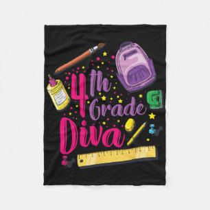 4th Grade Diva First Day Of School Girl Clothes Gi Fleece Blanket