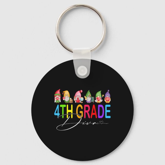 4th Grade Diva Gnomes Back To School  Key Ring (Front)