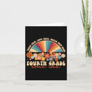 4th Grade Dream Team Groovy Rainbow Back To School Card