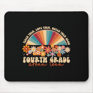 4th Grade Dream Team Groovy Rainbow Back To School Mouse Mat