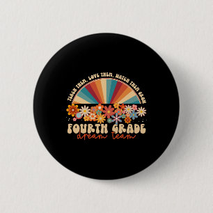 4th Grade Dream Team Groovy Rainbow Ck To School T 6 Cm Round Badge