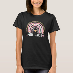 4th Grade First Day Back To School Leopard Rainbow T-Shirt