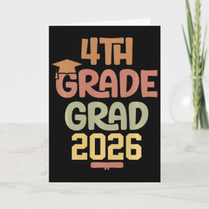 4th Grade Grad Cl Of 2026 Graduation Bold Cosy Col Card
