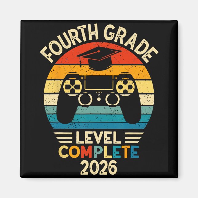 4th Grade Graduation 2026 Level Complete Gamer  Magnet (Front)