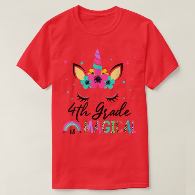 4Th Grade Is Magical Squad Back To School Unicorn  T-Shirt (Design Front)