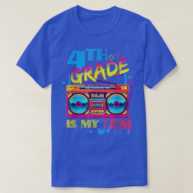 4th grade Is My Jam Retro Radio Cassette back to s T-Shirt (Design Front)