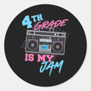 4th Grade Is My Jam - Vintage 80s Boombox Teacher Classic Round Sticker
