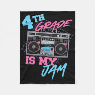 4th Grade Is My Jam - Vintage 80s Boombox Teacher Fleece Blanket