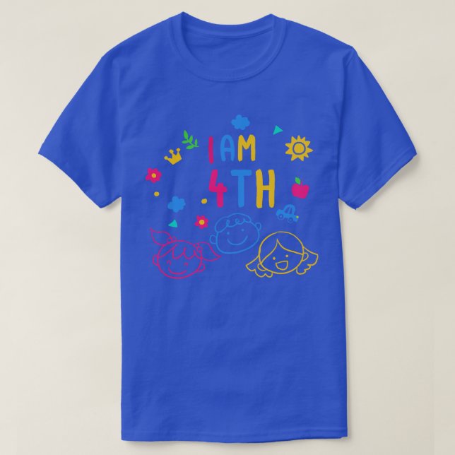 4th grade Kids Birthday Childrens day for boys and T-Shirt (Design Front)
