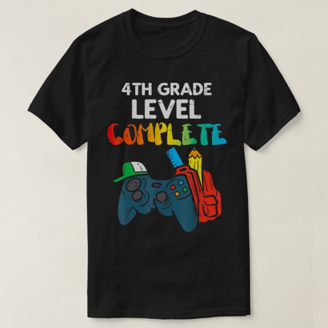 4th Grade Level Complete Game Controller Last Day  T-Shirt (Design Front)