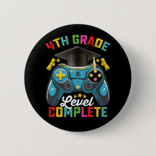 4th Grade Level Complete Graduation Gaming Gamer 6 Cm Round Badge
