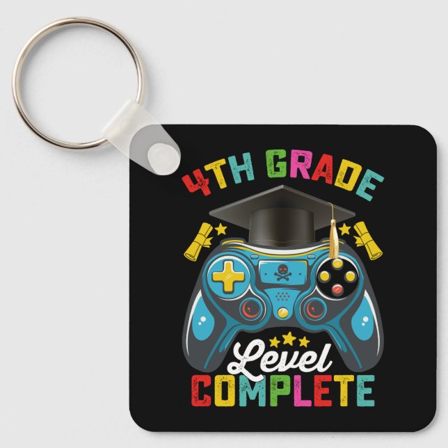 4th Grade Level Complete Graduation Gaming Gamer Key Ring (Front)