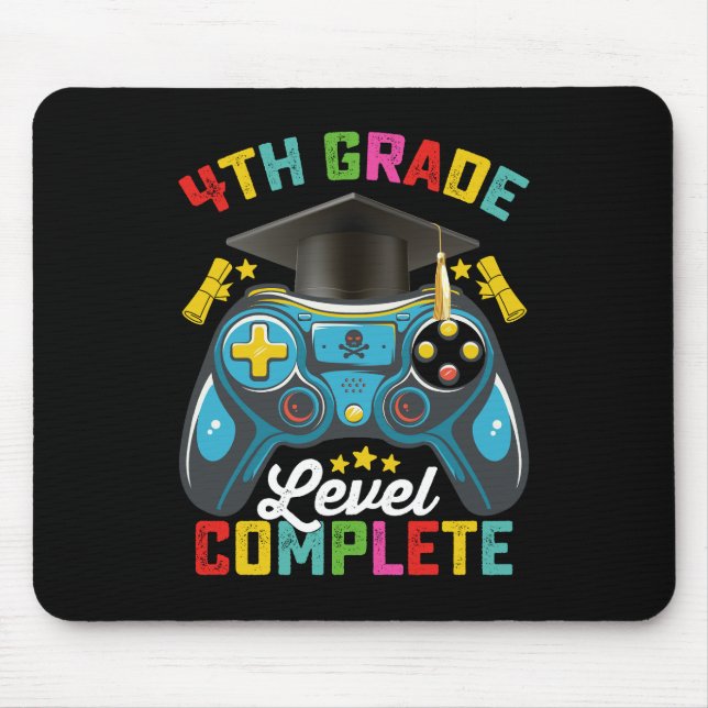 4th Grade Level Complete Graduation Gaming Gamer Mouse Mat (Front)