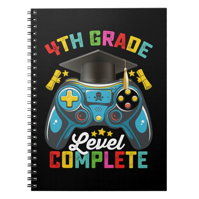 4th Grade Level Complete Graduation Gaming Gamer Notebook (Front)