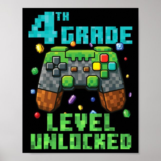 4th Grade Level Unlocked Gamer Controller Back To  Poster (Front)