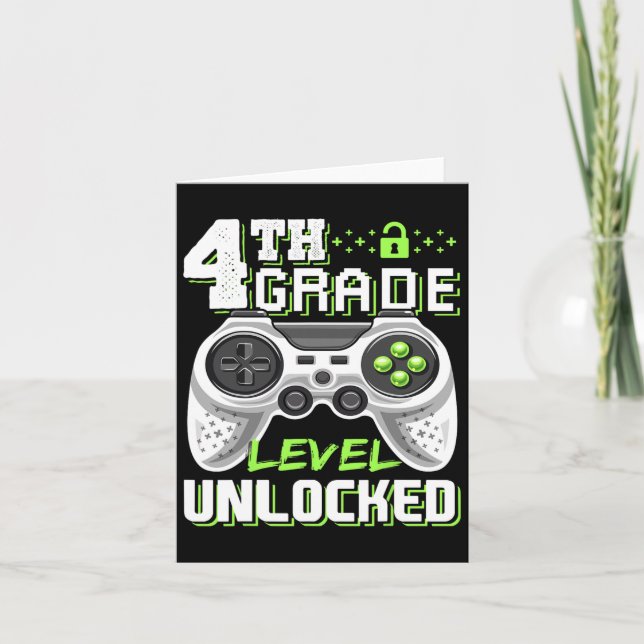 4th Grade Level Unlocked Video Game Back To School Card (Front)