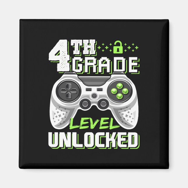 4th Grade Level Unlocked Video Game Back To School Magnet (Front)