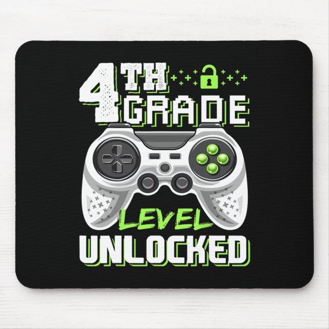 4th Grade Level Unlocked Video Game Back To School Mouse Mat (Front)