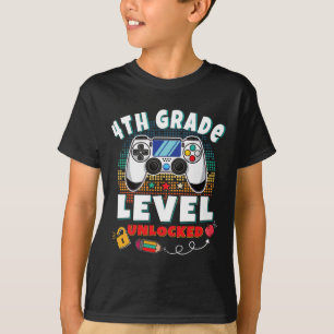 4th Grade Level Unlocked Video Game Byck To School T-Shirt