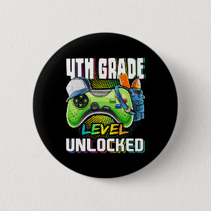 4th Grade Level Unlocked Video Game Ck To School B 6 Cm Round Badge