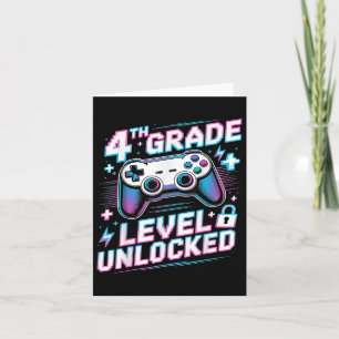 4th Grade Level Unlocked Video Game First Day Boy Card