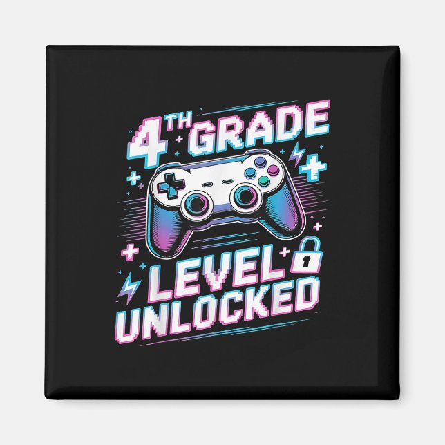 4th Grade Level Unlocked Video Game First Day Boy  Magnet (Front)