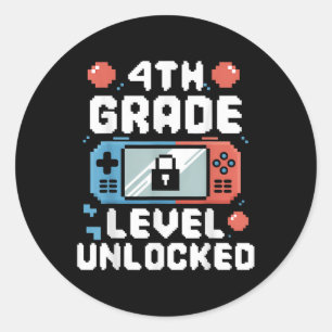 4th Grade Level Unlocked Video Game Gifts Back To Classic Round Sticker