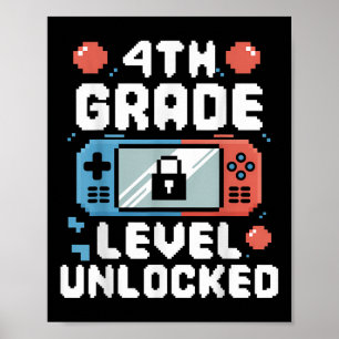 4th Grade Level Unlocked Video Game Gifts Back To Poster