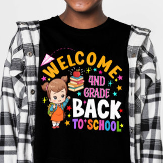4th Grade Messy Hair Bun Girl Back To School First T-Shirt