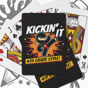 4th Grade Ninja Kick First Day Back To School Playing Cards