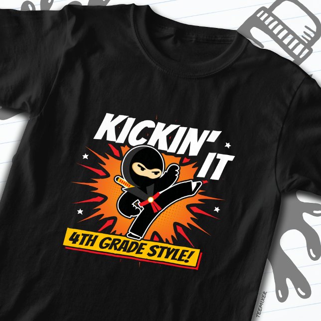 4th Grade Ninja Kick First Day Back To School T-Shirt (Creator Uploaded)