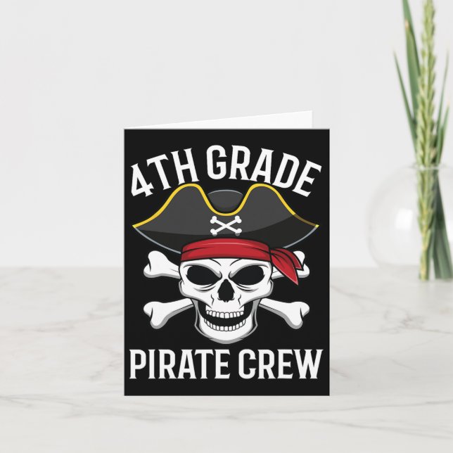 4th Grade Pirate Crew Halloween Costume Student Te Card (Front)