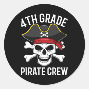 4th Grade Pirate Crew Halloween Costume Student Te Classic Round Sticker
