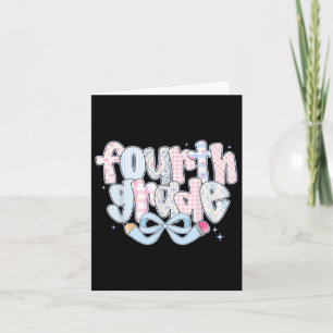4th Grade Preppy Coquette Bow Girly Back To School Card