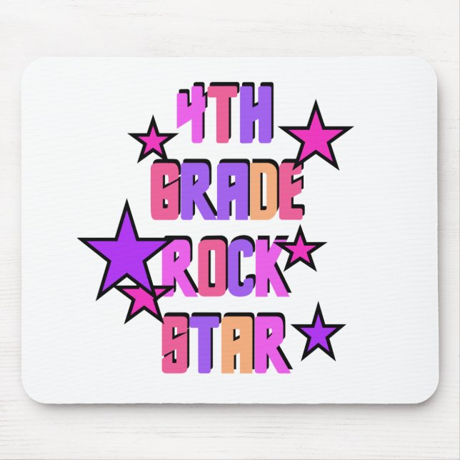 4th Grade Rock Star Tshirts and Gifts Mouse Mat (Front)