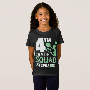 4th Grade Squad   Cute Green & White Cheerleader T-Shirt