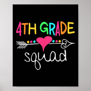 4th Grade Squad Fourth Teacher Student Team Back T Poster