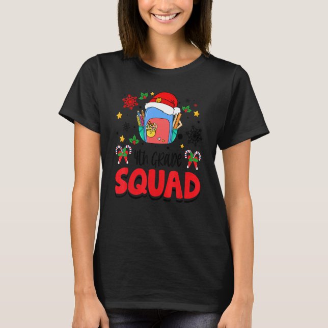 4th Grade Squad Group Matching Christmas Pajama Pa T-Shirt (Front)