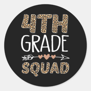 4th Grade Squad Leopard Teacher Student Classic Round Sticker