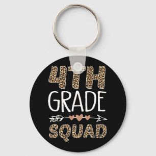 4th Grade Squad Leopard Teacher Student Key Ring