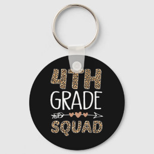 4th Grade Squad Leopard Teacher Student Key Ring