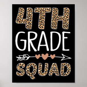 4th Grade Squad Leopard Teacher Student Poster