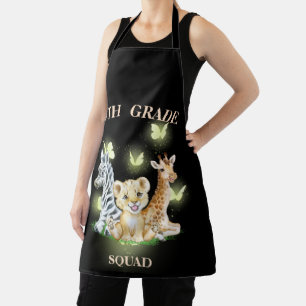 4th Grade Squad Neon wild Zoo Back To School Apron