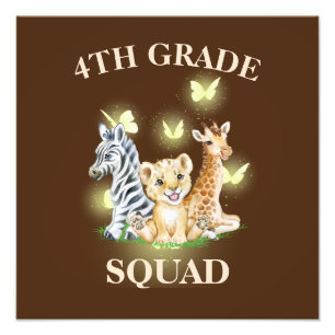 4th Grade Squad Neon wild Zoo Back To School Photo Print