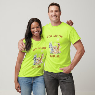4th Grade Squad Neon wild Zoo Back To School T-Shirt