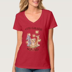 4th Grade Squad Neon wild Zoo Back To School T-Shirt