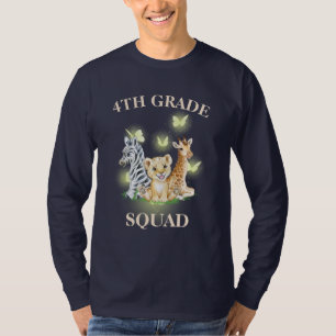 4th Grade Squad Neon wild Zoo Back To School T-Shirt