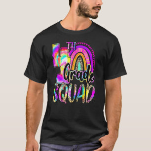 4th Grade Squad Rainbow Tie Dye Leopard Back To Sc T-Shirt