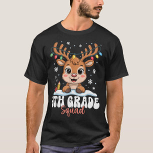 4th Grade Squad Reindeer Christmas Lights Cute Win T-Shirt